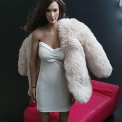 1:6 Scale Fur Coat Cardigan for 12" TBLeague Phicen Female Male Toy Action Figure Doll Clothes (Beige) in Saudi Arabia