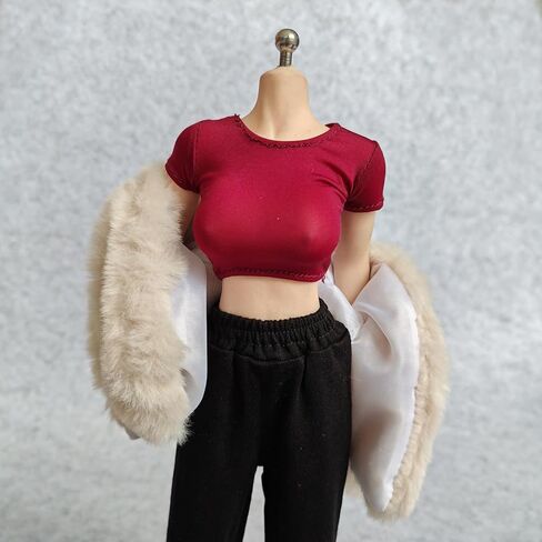1:6 Scale Fur Coat Cardigan for 12" TBLeague Phicen Female Male Toy Action Figure Doll Clothes (Beige) in Saudi Arabia