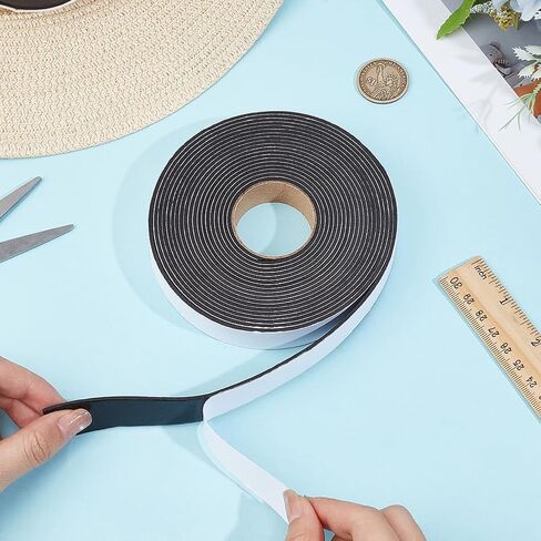 5M 20mm Black Eva Foam Soundproof Strips Roll Self Adhesive Single Sided Puffy Paper Sheets Dimension Adjustment Multifunctional Tape for Bed Frame Shock Windows Home Projects DIY Art Craft in Saudi Arabia