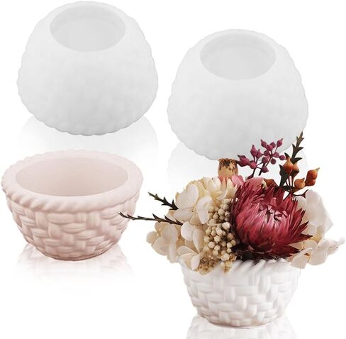 Planter Resin Mold, Silicone Planter Mold Storage Box Jar Resin Cement Flower Pot Silicone Molds for DIY Flower Pot Vase Art Craft Home Garden Decor in Saudi Arabia