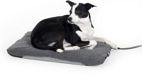 سرير القطط K&H Pet Products Lectro-Soft لتقويم العظام في الهواء الطلق لبيوت القطط الخارجية، وسادة تدفئة أوتوماتيكية مدرجة في قائمة السلامة، ناعمة ومرنة، مقاومة للماء، غطاء قابل للغسل - صغير 18 × 14 بوصة رمادي 20 وات in Kuwait