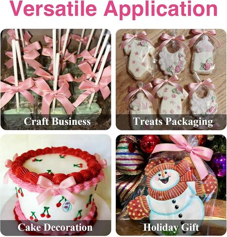 Roxjaejae 150 Pcs Cake Pop Kit, Paper Cake Pop Sticks with Clear Cellophane Bags and Pink Bow Twist Ties, Cake Pops Making Tools for Lollipops, Candies, Chocolates, Cookies, DIY Desserts in Saudi Arabia