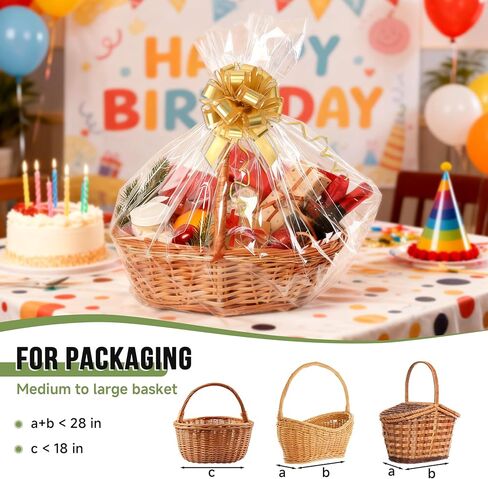 Philbinden 6 PCS 30 x 40 Inch Extra Large Cellophane Gift Bags,Includes 6 PCS Pull Gift Bows - Clear Cello Gift Bags for Gift Baskets Baby Shower Birthday Wedding Party favor in Saudi Arabia