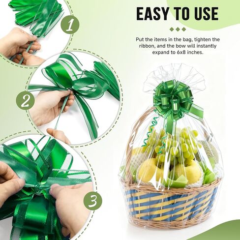 Philbinden 6 PCS 30 x 40 Inch Extra Large Cellophane Gift Bags,Includes 6 PCS Pull Gift Bows - Clear Cello Gift Bags for Gift Baskets Baby Shower Birthday Wedding Party favor in Saudi Arabia
