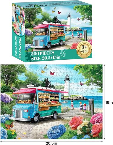 300 Piece Puzzles for Adults Beach Jigsaw Puzzles for Kids Ages 8-10 10-12 300 Pieces Adult Puzzle Pieces Family Challenging Puzzle Game Home Decor Gift Toy 20.5x15IN in Kuwait