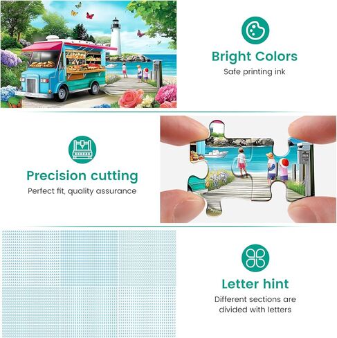 300 Piece Puzzles for Adults Beach Jigsaw Puzzles for Kids Ages 8-10 10-12 300 Pieces Adult Puzzle Pieces Family Challenging Puzzle Game Home Decor Gift Toy 20.5x15IN in Kuwait
