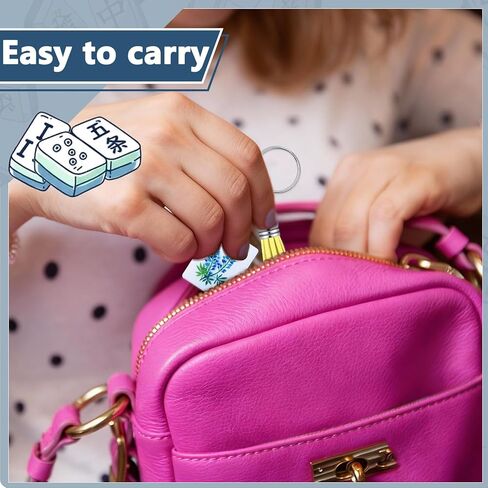Novabright 8 Pcs Mahjong Tile Keychain with Tassels Funny Bag Ornament Acrylic Key Rings Set Mahjong Jewelry Accessories for Women Men Gifts Valentines Romantic Party Favors, 8 Styles in Saudi Arabia