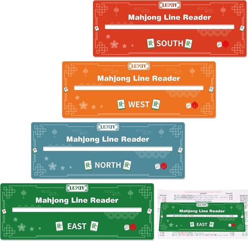 Luxiv 4 Pack Mahjong Line Finder, Portable Card Guide for Mahjong Card Line Reader for Beginners with 4Colors Mah Jong Line Reader Helper in Saudi Arabia