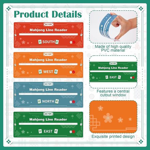 Luxiv 4 Pack Mahjong Line Finder, Portable Card Guide for Mahjong Card Line Reader for Beginners with 4Colors Mah Jong Line Reader Helper in Saudi Arabia