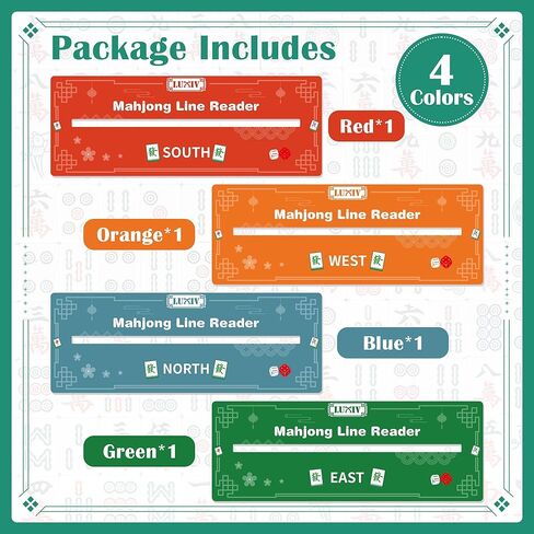 Luxiv 4 Pack Mahjong Line Finder, Portable Card Guide for Mahjong Card Line Reader for Beginners with 4Colors Mah Jong Line Reader Helper in Saudi Arabia
