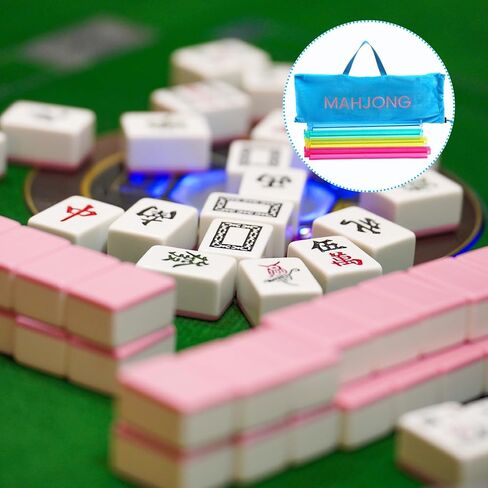 مجموعة واحدة من حقيبة Mahjong لتخزين ألعاب Mahjong مقاس 22 × 9 بوصة حقيبة خارجية مع سحاب ومقبض وجيب داخلي ورفوف بلاط ملحقات الألعاب ودافعات البطاقات التي تناسب جميع أنواع الرفوف (أزرق) in Saudi Arabia