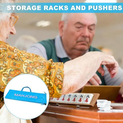 مجموعة واحدة من حقيبة Mahjong لتخزين ألعاب Mahjong مقاس 22 × 9 بوصة حقيبة خارجية مع سحاب ومقبض وجيب داخلي ورفوف بلاط ملحقات الألعاب ودافعات البطاقات التي تناسب جميع أنواع الرفوف (أزرق) in Saudi Arabia
