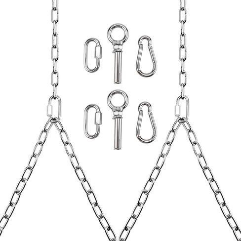 Yaeccc 2 Pack Heavy Duty Porch Swing Hanging Chain Kit,Hammock Chair Hardware for Indoor/Outdoor Hanging Chairs, Punching Bags, Rustproof, 770LB Capacity(Silver, 87'' Long Chain) in Saudi Arabia