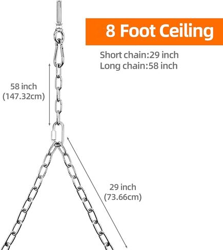 Yaeccc 2 Pack Heavy Duty Porch Swing Hanging Chain Kit,Hammock Chair Hardware for Indoor/Outdoor Hanging Chairs, Punching Bags, Rustproof, 770LB Capacity(Silver, 87'' Long Chain) in Saudi Arabia