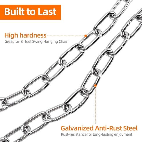 Yaeccc 2 Pack Heavy Duty Porch Swing Hanging Chain Kit,Hammock Chair Hardware for Indoor/Outdoor Hanging Chairs, Punching Bags, Rustproof, 770LB Capacity(Silver, 87'' Long Chain) in Saudi Arabia