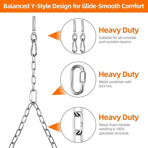 Yaeccc 2 Pack Heavy Duty Porch Swing Hanging Chain Kit,Hammock Chair Hardware for Indoor/Outdoor Hanging Chairs, Punching Bags, Rustproof, 770LB Capacity(Silver, 87'' Long Chain) in Saudi Arabia