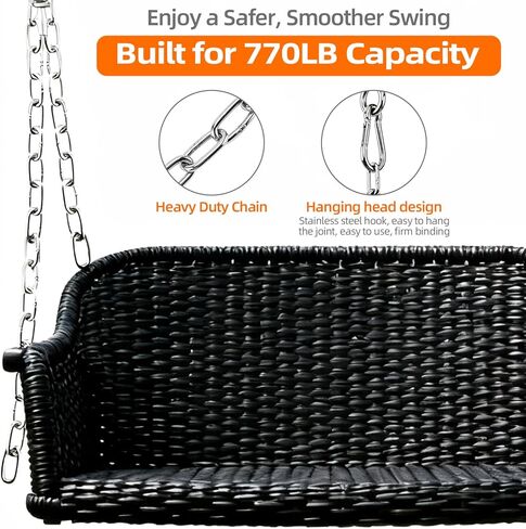 Yaeccc 2 Pack Heavy Duty Porch Swing Hanging Chain Kit,Hammock Chair Hardware for Indoor/Outdoor Hanging Chairs, Punching Bags, Rustproof, 770LB Capacity(Silver, 87'' Long Chain) in Saudi Arabia