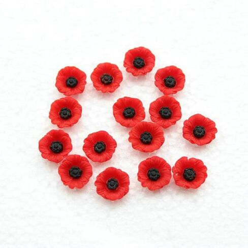 30 Pcs Flatback Resin Flower Charms Red Artificial Poppies Flowers Plastic Faux Floral Heads Mini Craft Flower Cabochons Small Cute Flower Embellishments in Saudi Arabia