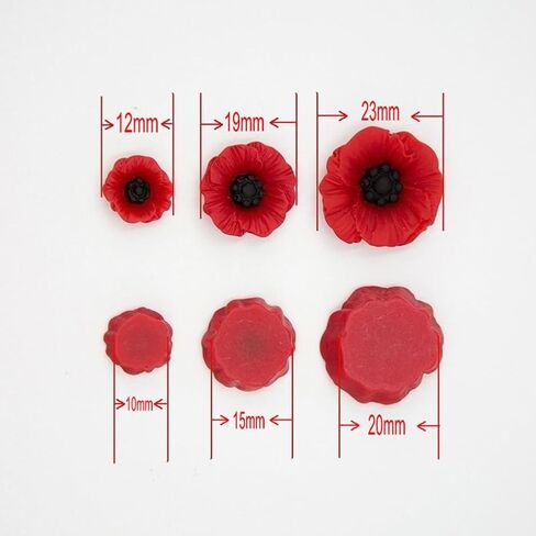 30 Pcs Flatback Resin Flower Charms Red Artificial Poppies Flowers Plastic Faux Floral Heads Mini Craft Flower Cabochons Small Cute Flower Embellishments in Saudi Arabia
