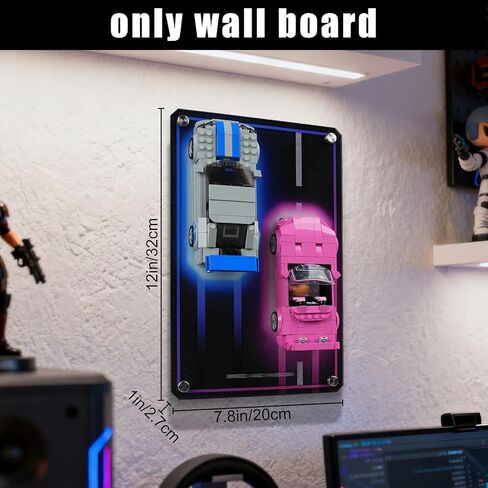 Acrylic Display Wallboard for Lego Speed Champions 2 Fast 2 Furious Nissan Skyline GT-R(R34) & Honda S2000, Wall Mount for Dual Race Car 76917 & 77241, Gifts for Adult Collector(Board Only,12.5''x8'') in Kuwait