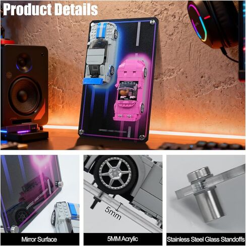 Acrylic Display Wallboard for Lego Speed Champions 2 Fast 2 Furious Nissan Skyline GT-R(R34) & Honda S2000, Wall Mount for Dual Race Car 76917 & 77241, Gifts for Adult Collector(Board Only,12.5''x8'') in Kuwait