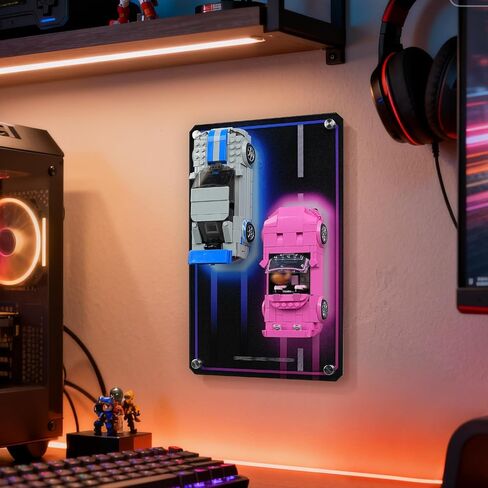 Acrylic Display Wallboard for Lego Speed Champions 2 Fast 2 Furious Nissan Skyline GT-R(R34) & Honda S2000, Wall Mount for Dual Race Car 76917 & 77241, Gifts for Adult Collector(Board Only,12.5''x8'') in Kuwait