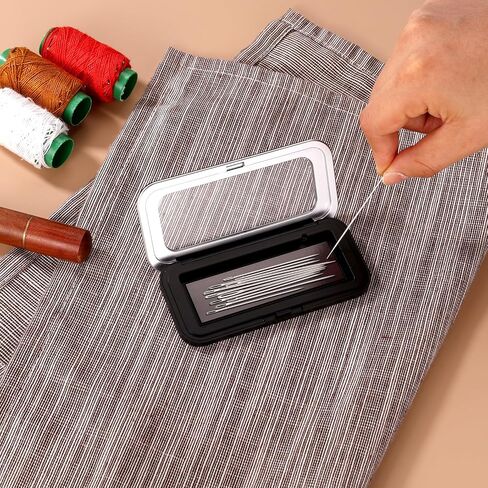 Magnetic Needle Holder Case with Clear Lid, Bobby Pin Storage Box Container Needlepoint Accessories with Snap Closure Needle Point Organizer for Sewing Quilting Embroidery & Craft Supplies (Large) in Saudi Arabia