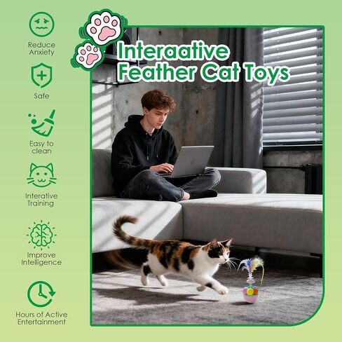 لعبة Wobble Cat - لعبة ريشة ذاتية التصحيح للقطط والقطط، الصخور والتأرجح، لعب ممتع وجذاب - لعبة ريشة تفاعلية لإثراء القطط للقطط للعب بمفردها (تحتوي على النعناع البري) in Saudi Arabia