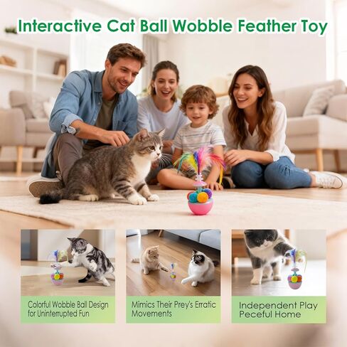 لعبة Wobble Cat - لعبة ريشة ذاتية التصحيح للقطط والقطط، الصخور والتأرجح، لعب ممتع وجذاب - لعبة ريشة تفاعلية لإثراء القطط للقطط للعب بمفردها (تحتوي على النعناع البري) in Saudi Arabia