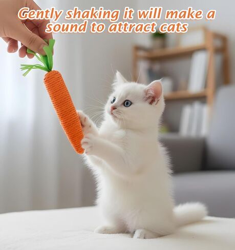 2Pcs Cat Carrot Toy, Orange Carrot Cat Chew Rope Toy Kitten Teething Toys Interactive Cats Dental Toys Kitten Teething Chews for Indoor Cats Dogs Pets, Sisal Material Fun & Engaging, Orange in Saudi Arabia