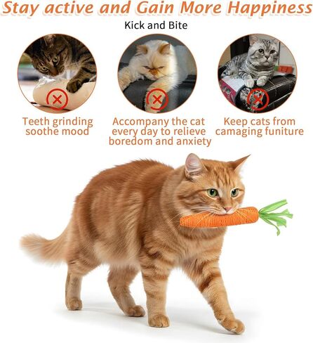 2Pcs Cat Carrot Toy, Orange Carrot Cat Chew Rope Toy Kitten Teething Toys Interactive Cats Dental Toys Kitten Teething Chews for Indoor Cats Dogs Pets, Sisal Material Fun & Engaging, Orange in Saudi Arabia