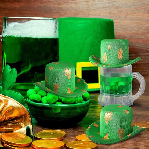 Pickmesh 20 Pcs Mini Beer Mug St. Patrick's Day Shot Glasses Green Leprechaun Hats Set 1 oz Mini Plastic Beer Mug Clear Shot Glasses with Handle Cup Irish Party Hat for St Patricks Day Party Gift in Saudi Arabia