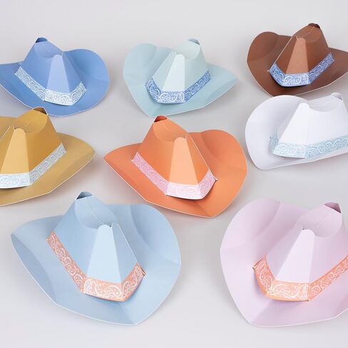 Meri Meri Mini Cowboy Party Hats (Pack of 8), Paper Birthday Party Hats, 8 Stylish Colors, Ages 3+, Cowboy Western Party Decorations, 7.25" x 2.75" x 7.5" in Saudi Arabia