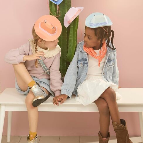 Meri Meri Mini Cowboy Party Hats (Pack of 8), Paper Birthday Party Hats, 8 Stylish Colors, Ages 3+, Cowboy Western Party Decorations, 7.25" x 2.75" x 7.5" in Saudi Arabia
