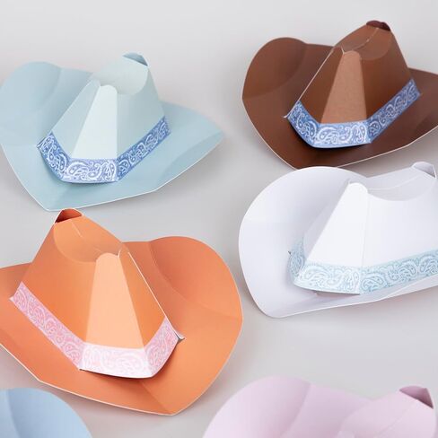 Meri Meri Mini Cowboy Party Hats (Pack of 8), Paper Birthday Party Hats, 8 Stylish Colors, Ages 3+, Cowboy Western Party Decorations, 7.25" x 2.75" x 7.5" in Saudi Arabia