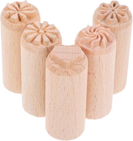 Healifty 5 Pcs Wooden Pottery Stamps 0.8 Inch Clay Impression Stamps for DIY Crafting Scrapbooking with Flower Daisy Heart Patterns in Saudi Arabia