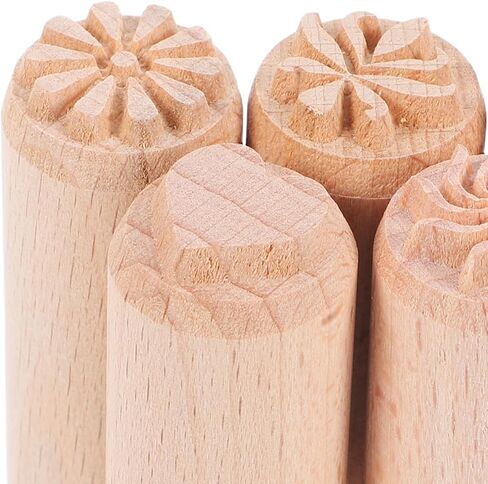 Healifty 5 Pcs Wooden Pottery Stamps 0.8 Inch Clay Impression Stamps for DIY Crafting Scrapbooking with Flower Daisy Heart Patterns in Saudi Arabia