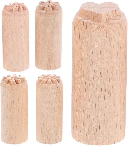 Healifty 5 Pcs Wooden Pottery Stamps 0.8 Inch Clay Impression Stamps for DIY Crafting Scrapbooking with Flower Daisy Heart Patterns in Saudi Arabia