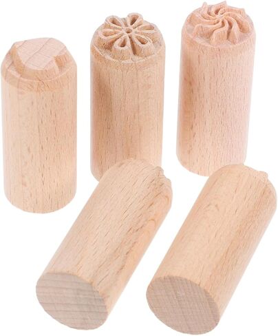 Healifty 5 Pcs Wooden Pottery Stamps 0.8 Inch Clay Impression Stamps for DIY Crafting Scrapbooking with Flower Daisy Heart Patterns in Saudi Arabia