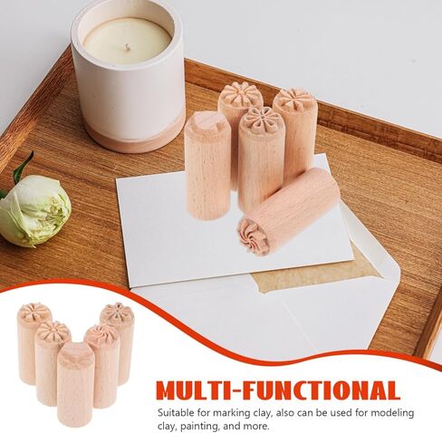 Healifty 5 Pcs Wooden Pottery Stamps 0.8 Inch Clay Impression Stamps for DIY Crafting Scrapbooking with Flower Daisy Heart Patterns in Saudi Arabia