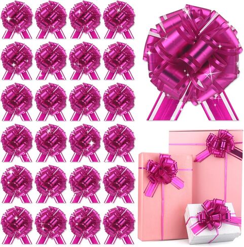 24 Pcs Red Pull Bows for Baskets Gift Warpping Matte Ribbon Bow Christmas Warp Bow for Party Birthday Valentine's Day Wedding Present Bikes Gift Boxes Bag Flower Decor (Red-CC) in Saudi Arabia