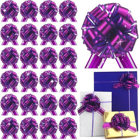 24 Pcs Red Pull Bows for Baskets Gift Warpping Matte Ribbon Bow Christmas Warp Bow for Party Birthday Valentine's Day Wedding Present Bikes Gift Boxes Bag Flower Decor (Red-CC) in Saudi Arabia