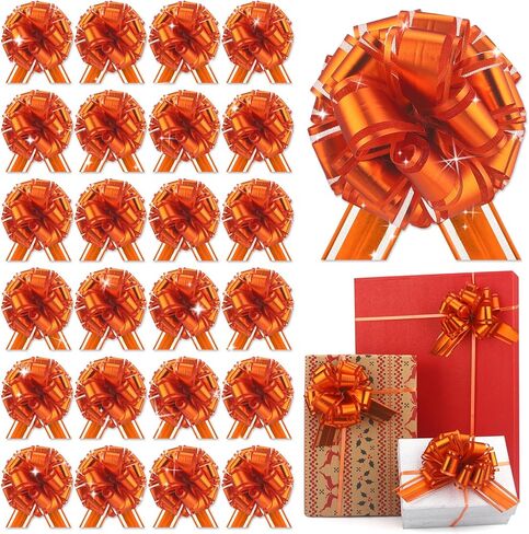 24 Pcs Red Pull Bows for Baskets Gift Warpping Matte Ribbon Bow Christmas Warp Bow for Party Birthday Valentine's Day Wedding Present Bikes Gift Boxes Bag Flower Decor (Red-CC) in Saudi Arabia