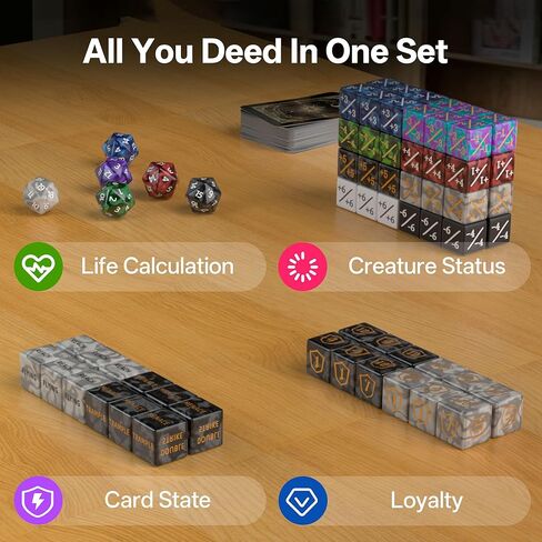 84-Piece MTG Dice Set with Life Counters, Keyword Ability Tokens, Shield & Spindown – 12 Colors for Magic: The Gathering, TCG, Card Game Accessories in Saudi Arabia