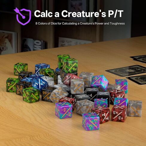 84-Piece MTG Dice Set with Life Counters, Keyword Ability Tokens, Shield & Spindown – 12 Colors for Magic: The Gathering, TCG, Card Game Accessories in Saudi Arabia