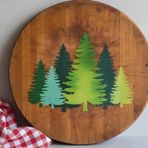 3Pcs Pine Tree Stencils, Reusable Forest Tree Mural Templates for Garden Fence Window Wall Furniture Mural in Saudi Arabia