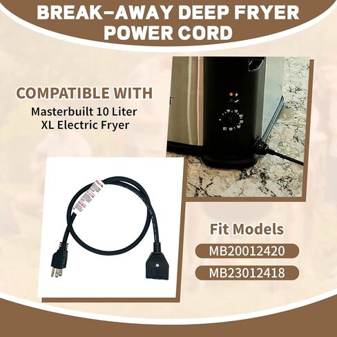 استبدال سلك الطاقة المغناطيسي للمقلاة الكهربائية Masterbuilt 10L/8L XL، سلك فصل أمان متخصص لمقلاة تركيا Masterbuilt Butterball MB20012420، MB20010326، 125V 15A in Kuwait