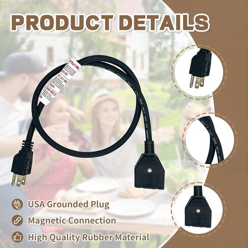 استبدال سلك الطاقة المغناطيسي للمقلاة الكهربائية Masterbuilt 10L/8L XL، سلك فصل أمان متخصص لمقلاة تركيا Masterbuilt Butterball MB20012420، MB20010326، 125V 15A in Kuwait