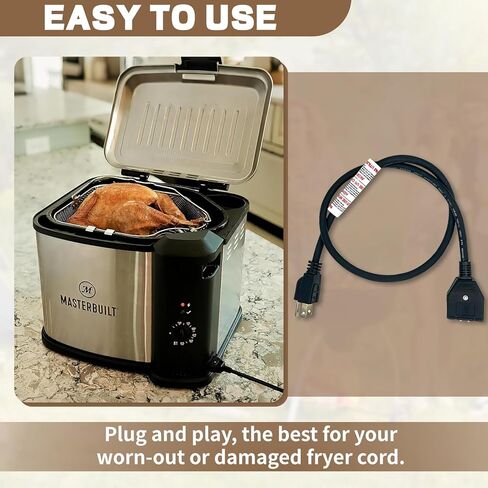 استبدال سلك الطاقة المغناطيسي للمقلاة الكهربائية Masterbuilt 10L/8L XL، سلك فصل أمان متخصص لمقلاة تركيا Masterbuilt Butterball MB20012420، MB20010326، 125V 15A in Kuwait