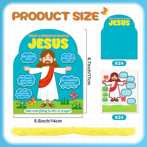 24 Pcs What a Friend We Have in Jesus Craft Kit Jesus Christian Vacation Bible School Crafts for Kids Classroom Sunday School Church Activities Camping Party Favors in Saudi Arabia